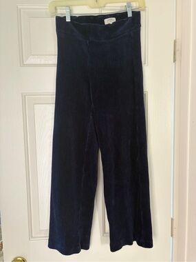 Avenue Montaigne Corduroy Wide-Leg Pants in Navy Blue